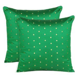 Riara Art Silk Green Cushion Cover Home Decor Pillow Case (16" x 16")